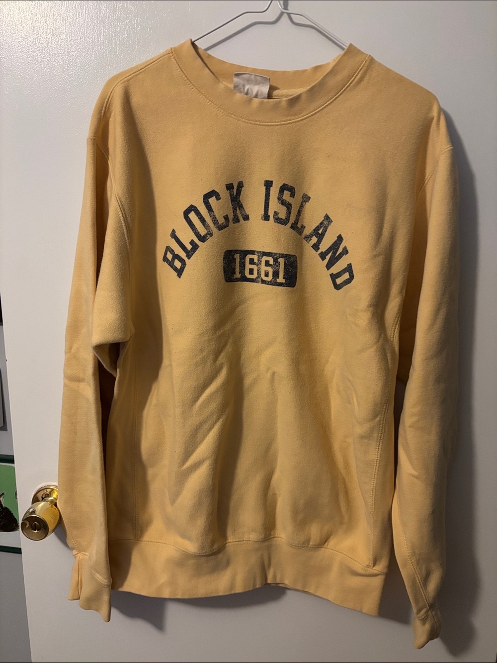 Quiet Luxury Coastal New England Block Island 1661 Yellow Crewneck Sweatshirt Sm
